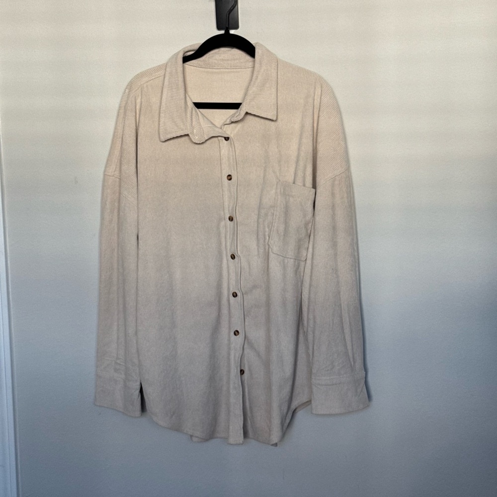 Plus Size XXL Cream Button Down Shirt